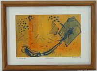 Front view of framed monotype Earthmover