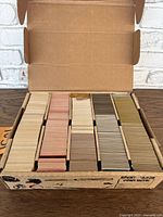 open five-row card storage box filled with baseball cards