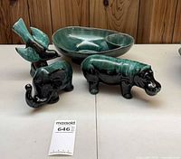 Full lot: chip & dip bowl, bird, hippo, elephant