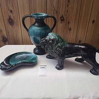 Front view of all three Blue Mountain Pottery pieces