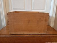 Front view of wooden crate
