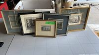 All five framed prints displayed together
