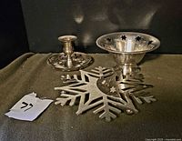All three items: candy dish, candlestick, snowflake trivet