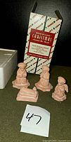 All four terracotta nativity figurines with branded box and styrofoam