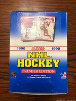 Top view of sealed 1990 Score NHL Hockey Premier Edition wax box