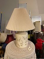 Full view of lamp with shade showing overall design