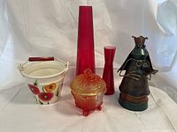 Front view of all five items