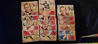 Fronts of stacked 1960 Topps CFL cards showing player portraits and team blocks