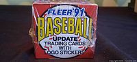 Front angle of sealed 1991 Fleer ‘Update’ baseball card box