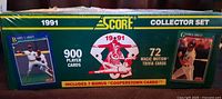 Front view of sealed 1991 Score Collector Set box showing branding and card counts