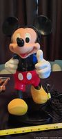 Front view of Mickey Mouse telephone showing thumbs up pose and handset docked