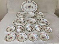 Entire 24-piece Paragon Chatelaine dinnerware set laid out