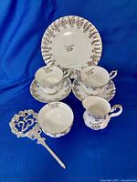 Entire set arranged on blue background