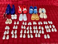 All 41 pairs laid out on red background showing variety and quantity