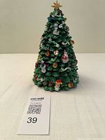 Full view of resin Christmas tree music box front