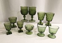 All 10 green glasses grouped