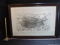 Framed map print full view with measuring stick for scale