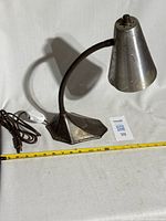 Full view of metal gooseneck desk lamp with measuring tape showing approx. length