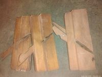 Top view of three wooden block planes