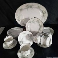 Group shot showing platter, plates, cups and saucers