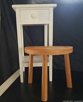 Side table and stool front view