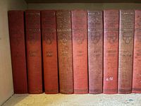 Row of red Shakespeare Standard Plays volumes