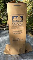 Original Crystal Mountain shipping box standing upright