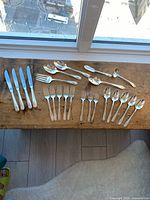 Full set laid out showing knives, forks, spoons