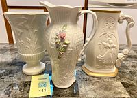 Front view of all three porcelain pieces