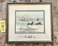 Full framed Pat Buckley Moss print on rug