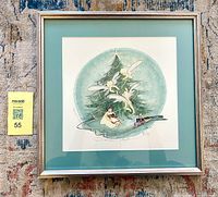 Full view of framed print with mat and frame visible