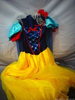 Front view of full costume draped over chair