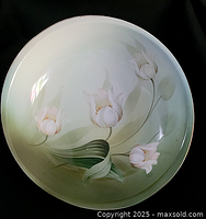 Top view of large hand painted porcelain bowl