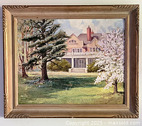 Full view of framed landscape painting