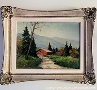 Full view of framed painting showing artwork and ornate frame