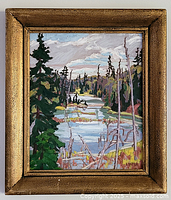 Full view of framed oil painting