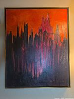 Full view of framed painting showing composition and frame