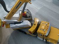 Top view of cab, crane base, counterweight and boom