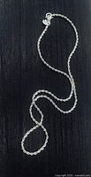 Full view of twisted rope chain necklace showing overall length and clasp