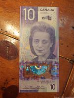 Front view of uncirculated 2018 Viola Desmond $10 note