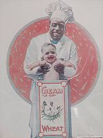 Close view of the print image depicting chef and baby