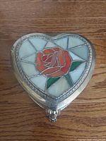 Top view showing heart shape and stained glass rose