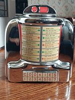 Front view of ceramic jukebox-style cookie jar