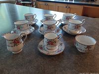 Full set arranged on countertop showing all pieces