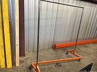 Full view of rack standing on casters