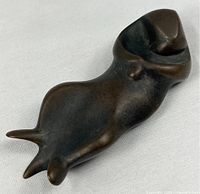 Full view stylised bronze otter figure