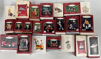 All 22 Hallmark Keepsake ornament boxes displayed