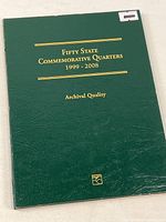 Front cover of green archival album titled "Fifty State Commemorative Quarters 1999-2008"