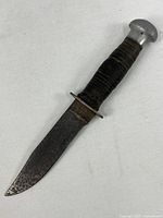 Full view of Robeson USN MK-1 knife showing blade, guard, handle, pommel