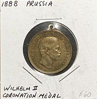Obverse of bronze medal with Wilhelm II bust in 2x2 holder